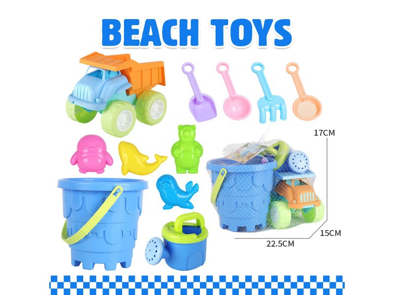 Beach Car Castle Bucket, Polar Animals 11-Piece Set