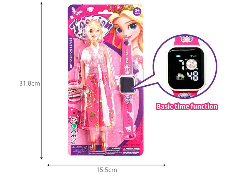 Kids Cartoon LED Watch + Doll