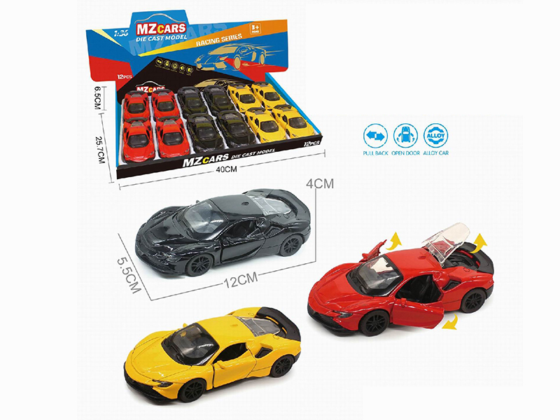 1:36 Pull Back Alloy Sports Car(3 Doors Can Open) 12pcs