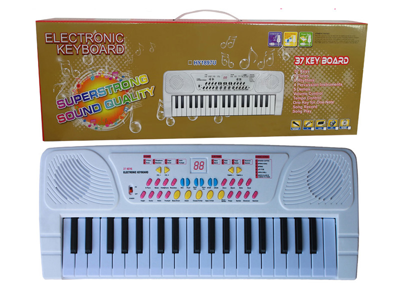 37 Keys Single Speaker Electronic Organ(White, With USB, Microphone)