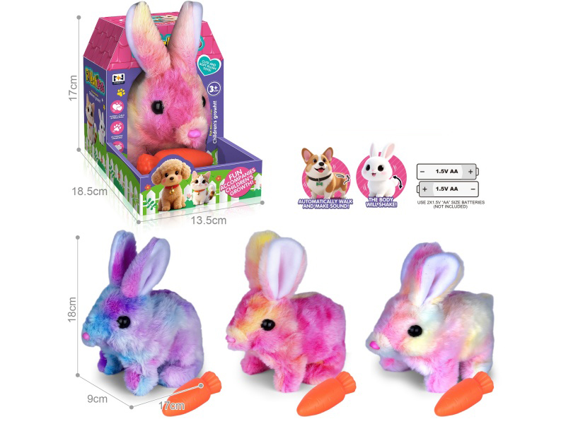 B/O Simulated Plush Pet Rabbit + Carrot