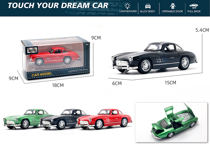1:32 Benz Four-Door Alloy vintage Car Model With Sound And Light(Openable Door)