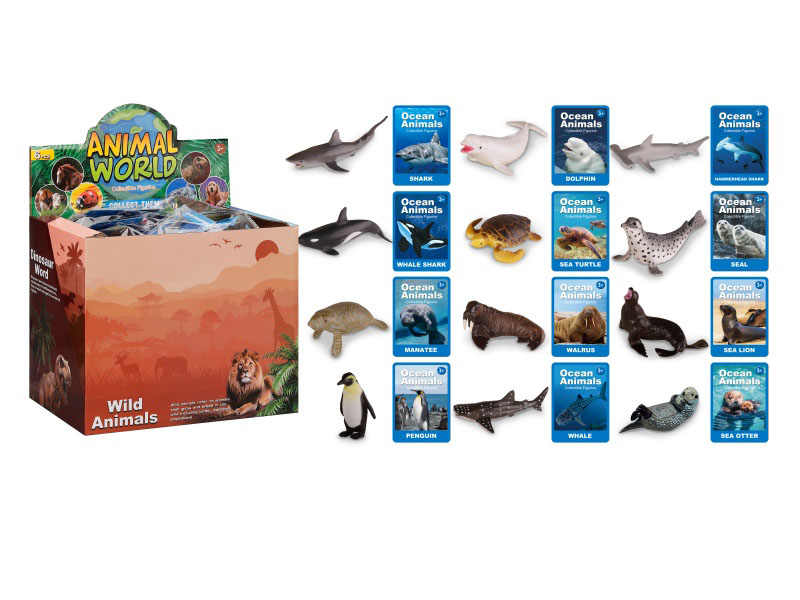 Realistic Solid Marine Animals With Cards