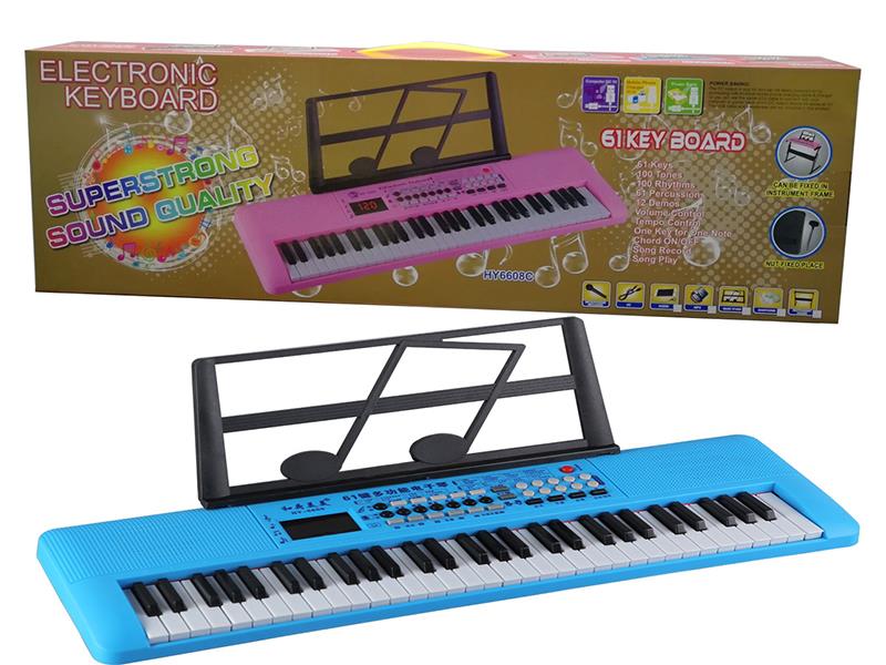 61 Keys Dual Speaker Digital Electronic Organ(Blue, With USB, Microphone)