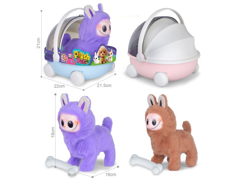 B/O Plush Pet Labubu + Bone + Hand Basket