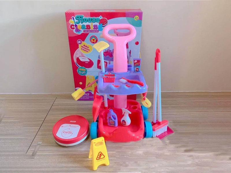 "Play House Series Sanitary Ware 16-Piece Set Cleaning Kit Play House Trolley Toy.