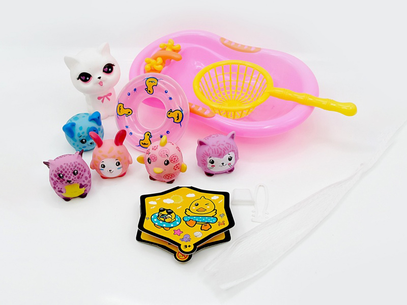 Vinyl Kitten Bath Set With Bb Whistle