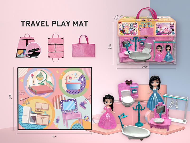 Travel Play Mat Portable Storage Bag - Bathroom Scene