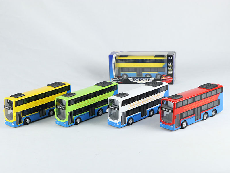 1:90 Pull Back Alloy Double-Decker Tourist Bus, Can Open The Door