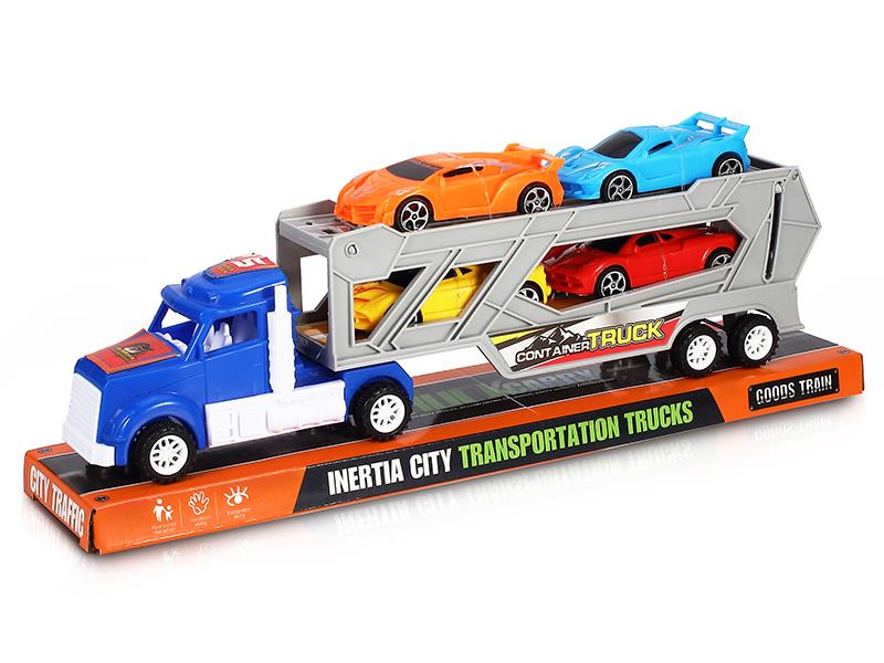 Friction Transport Truck With 4 Sports Cars