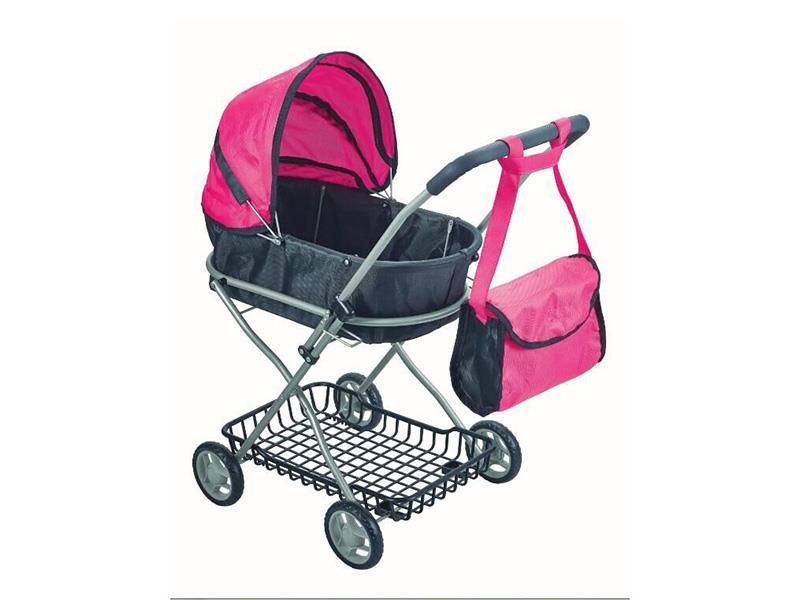Children's Toy Stroller With Plastic Bottom Basket
