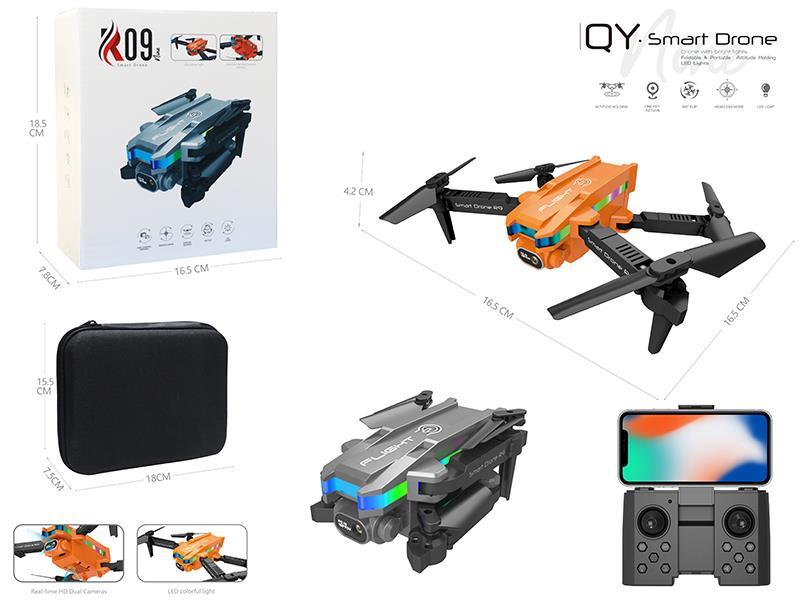 R/C Air Pressure Fixed Height Folding Drone With Lights + Dual Camera
