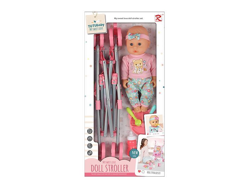 Baby Stroller Toy + 12" Doll