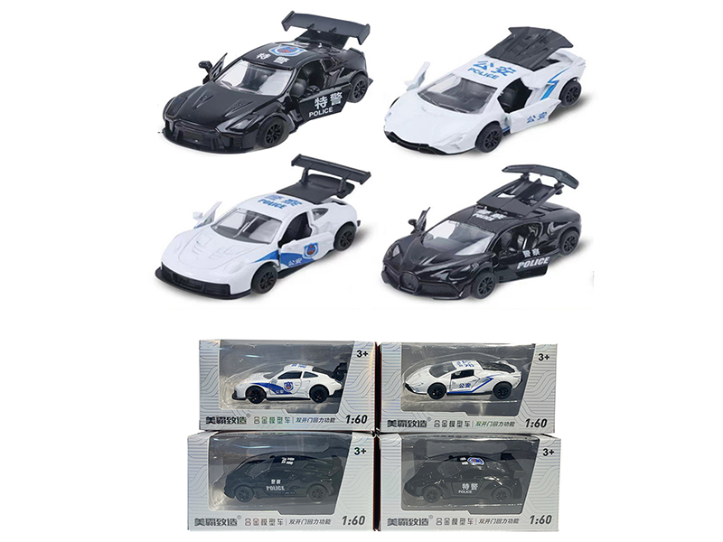 1:60 Pull Back Alloy Police Car(Can Open The Doors)