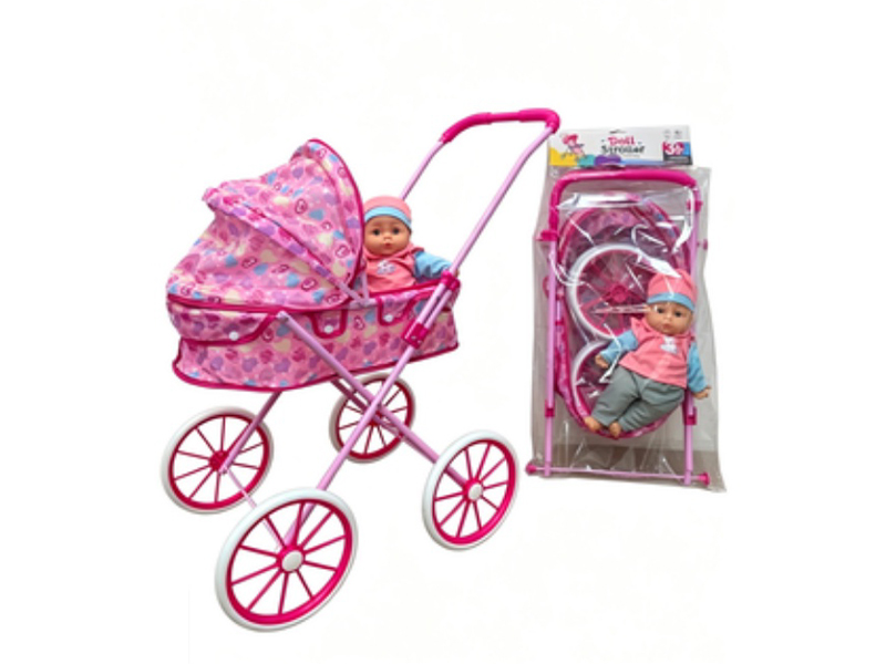 An Iron Eco-Friendly Baby Stroller With A 16-Inch Doll