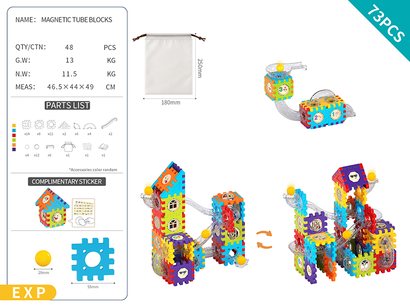 DIY Marble Run Building Blocks 73pcs