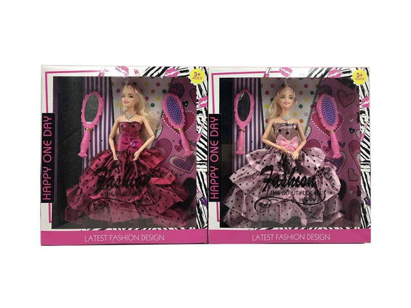 11-Inch Solid Wedding Dress Doll With Mirror And Comb