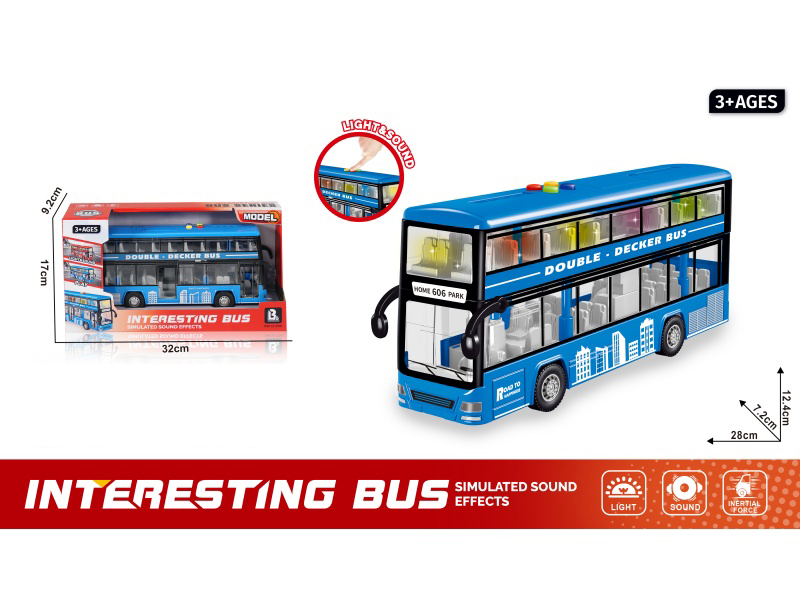 Sound And Light Inertial Openable Double-Decker Bus - Blue (Electricity Not Included :3*Aaa)