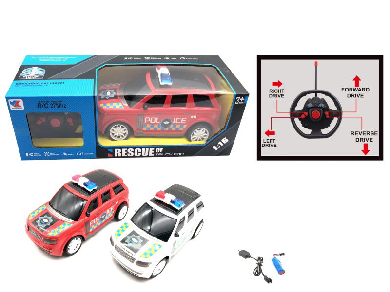 Land Rover Off-Road 4CH Police Car 1:16 3D Lighting + Steering Wheel Remote Control: Battery Included