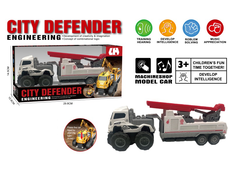 1:16 Friction Fire Ladder Truck(White) With Sound And Lights