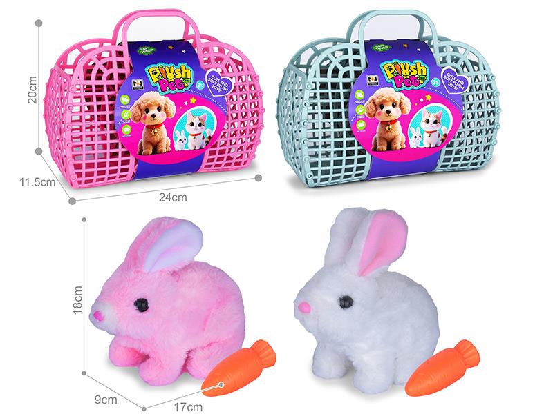 B/O Simulated Plush Pet Rabbit Hand Basket Set