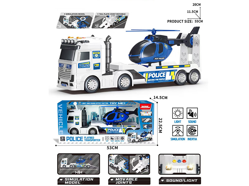 Friction Police Flatbed Transport Truck