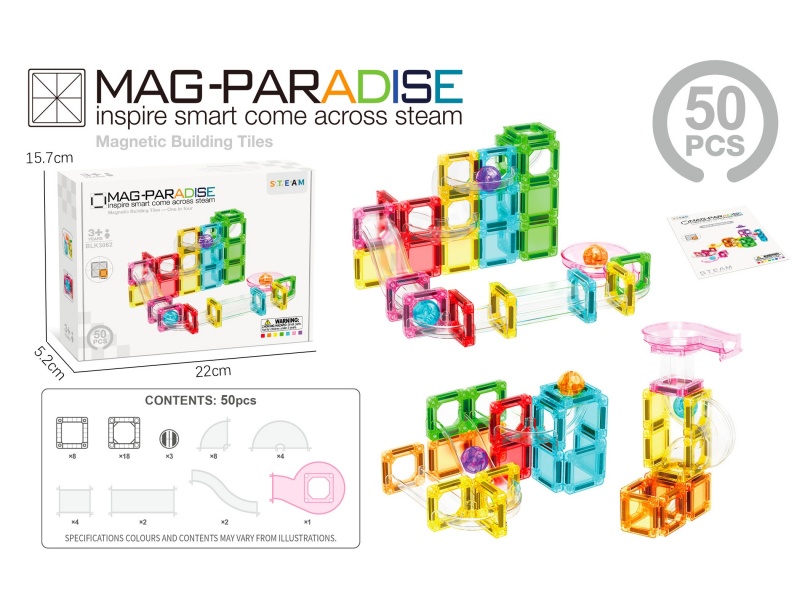 Mini Pipe Magnetic Tile Set 50 Pcs