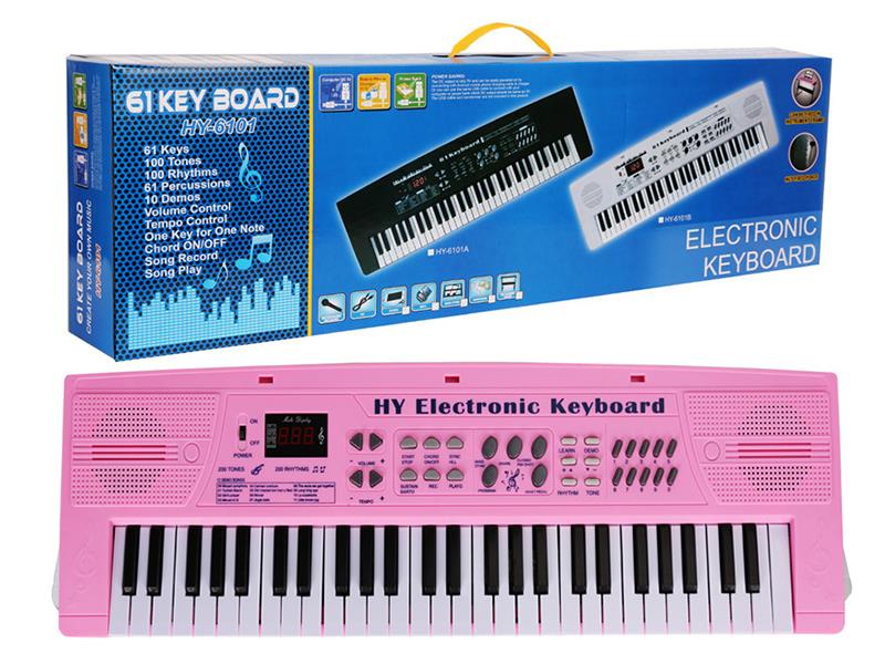 61 Keys Dual Speaker Digital Electronic Organ(Pink, With USB, Microphone)