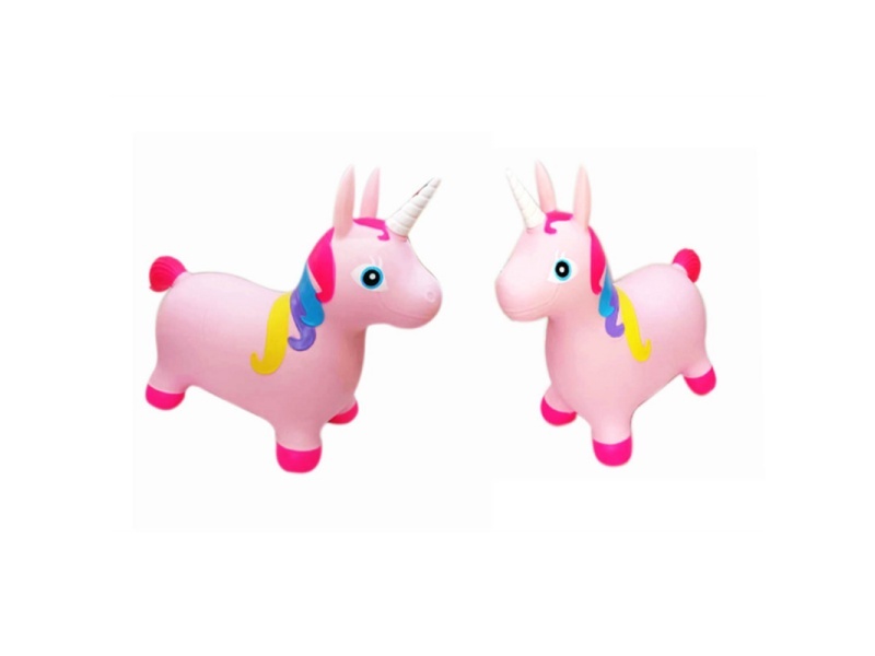 Inflatable Painted Pink Unicorn With Flash Music