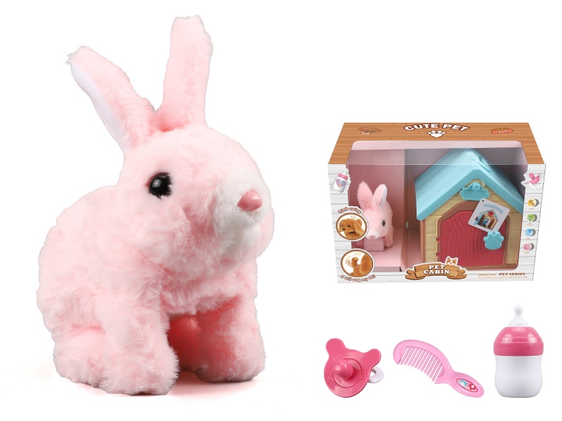 Electric Plush Rabbit With Pet Cabin