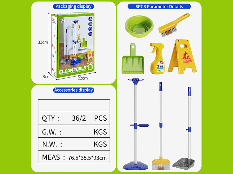 Blue Cleaning Tools Set 8pcs