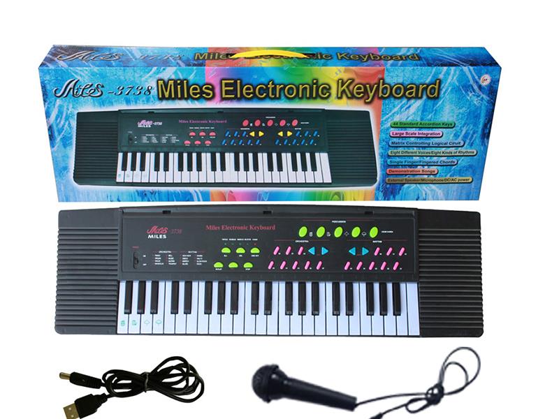 44 Keys Single Speaker Electronic Organ(Black, With USB, Microphone)