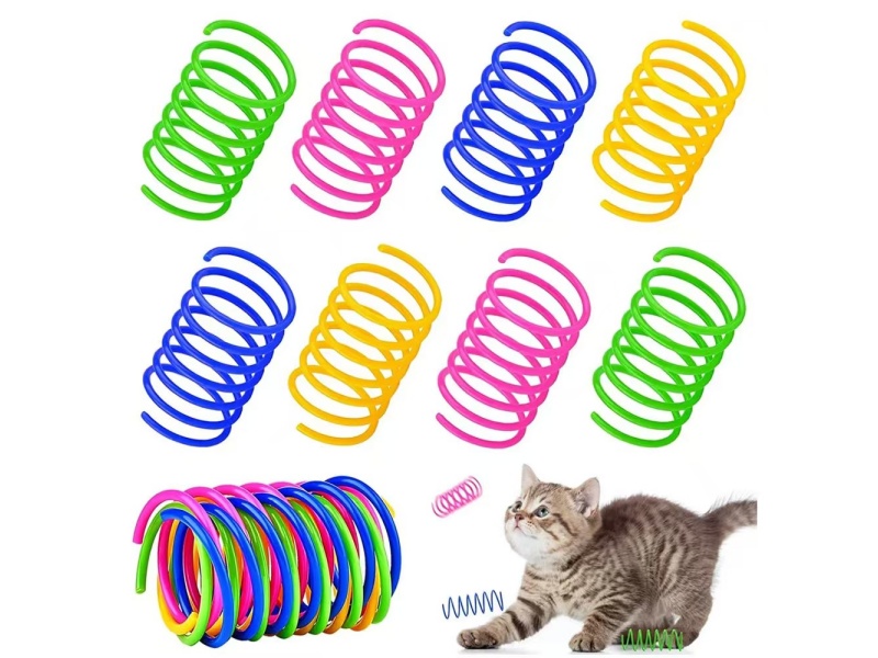 A Set Of 4 Plastic Spring Toys For Cats