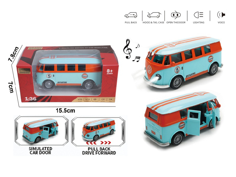 1:36 Huili Alloy Car Model - Bus With Light Bay Edition