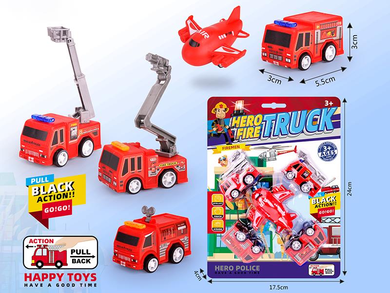 Pull Back Fire Engine,Airplane  5PCS