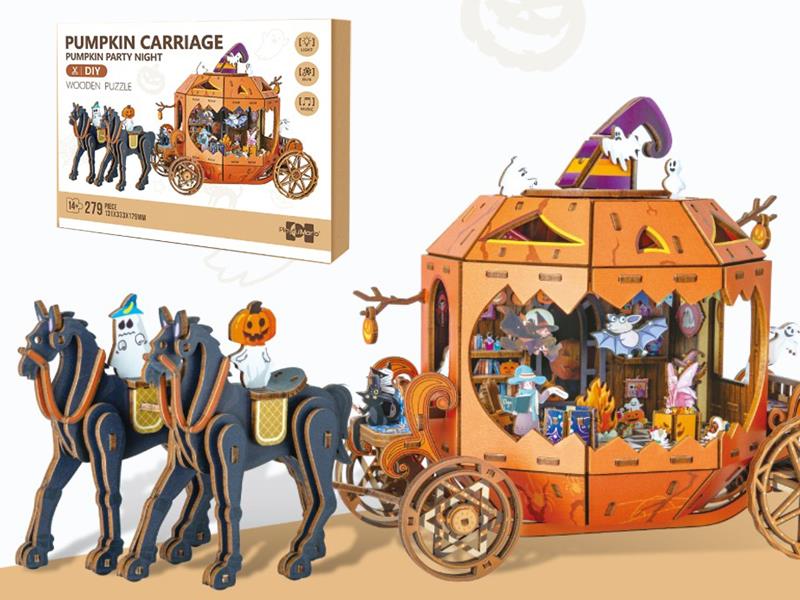3D Wooden Puzzle Pumpkin Carriage