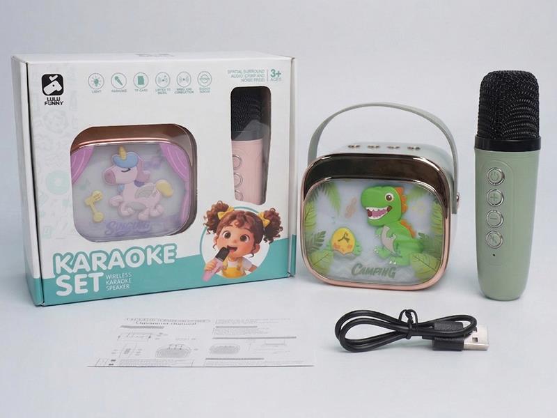 Dinosaur Loudspeaker Box Microphone Karaoka Set With Light