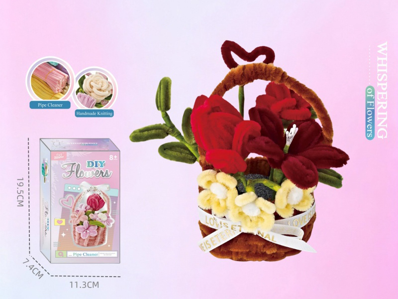 Diy Pink Warm Flower Basket Twisty Stick Flower Basket