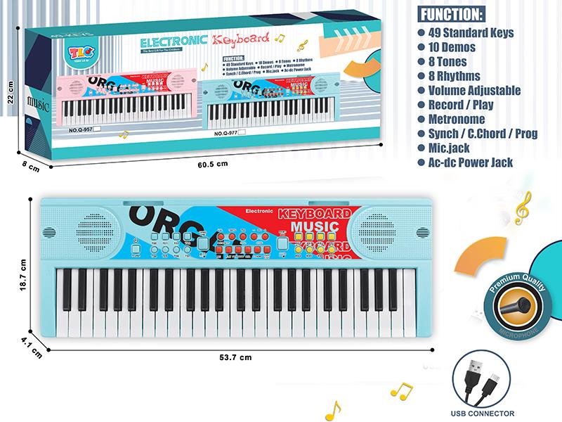 49-Key Multifunctional Electronic Organ With Microphone, USB Cable(Green)