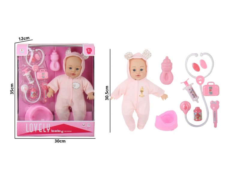 12-Inch Ic-Free Stuffed Doll Medical Accessories