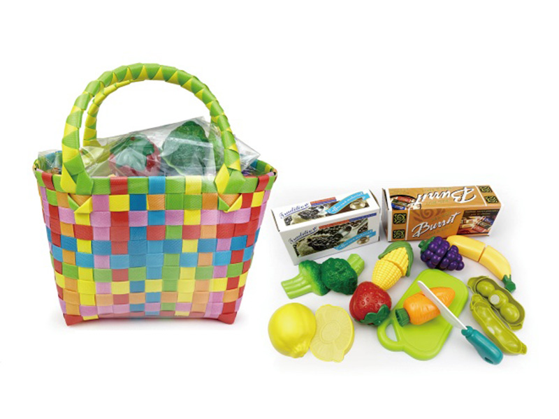 Woven Basket Cutting Fruits And Vegetables Set