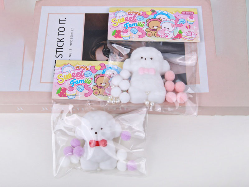 Jelly Kneading Fun Spray-Painted Poodle Pearl + Pom-Ball + Card Head