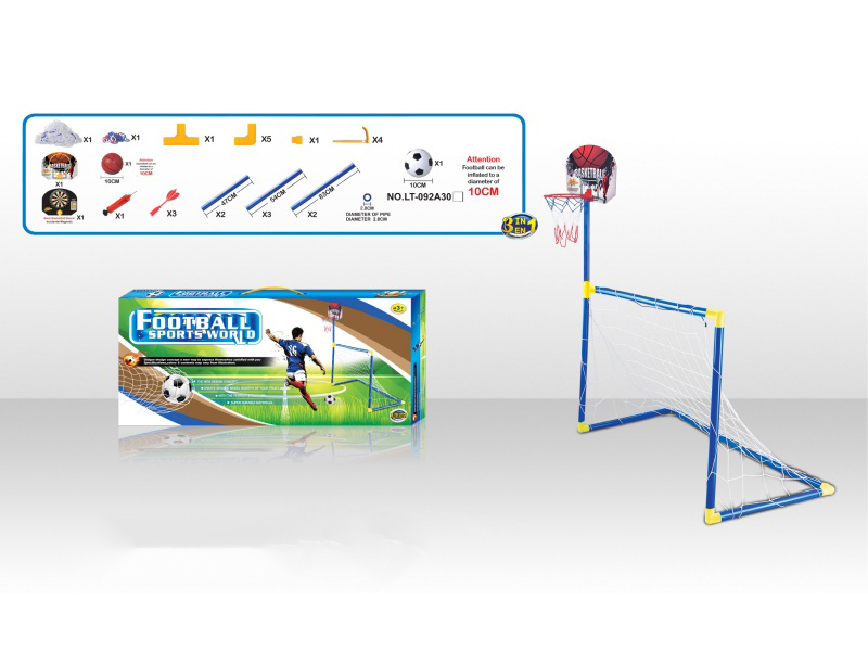 3-In-1 Football Goal + Basketball Backboard Target +12 CM Football