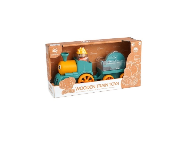 Wooden Train With Music Lighting Package Electric Tow Single Bucket Animal 2 Mixed