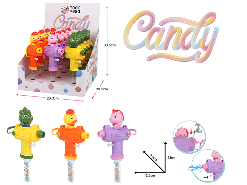 Cartoon Water Gun Candy Toys 12pcs