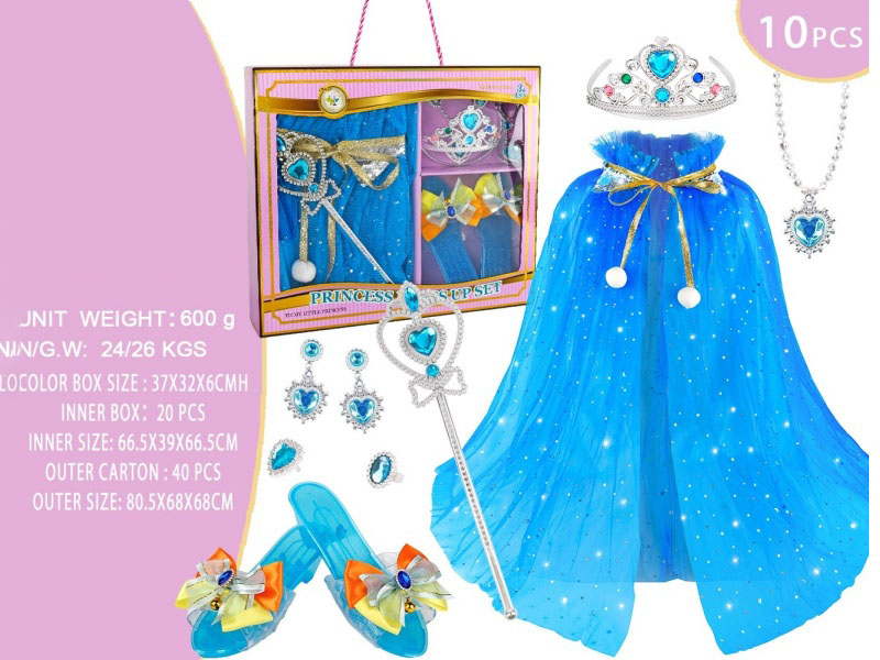 A 10-Piece Princess Blue Cape Accessory Set