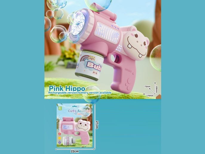 Pink Hippopotamus Bubble Gun