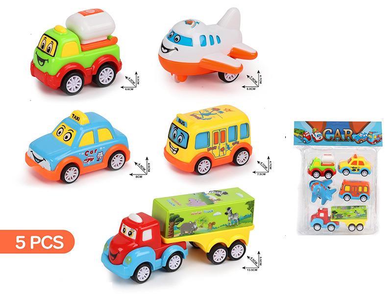 Friction, Pull Back Mini Cartoon Cars 5pcs