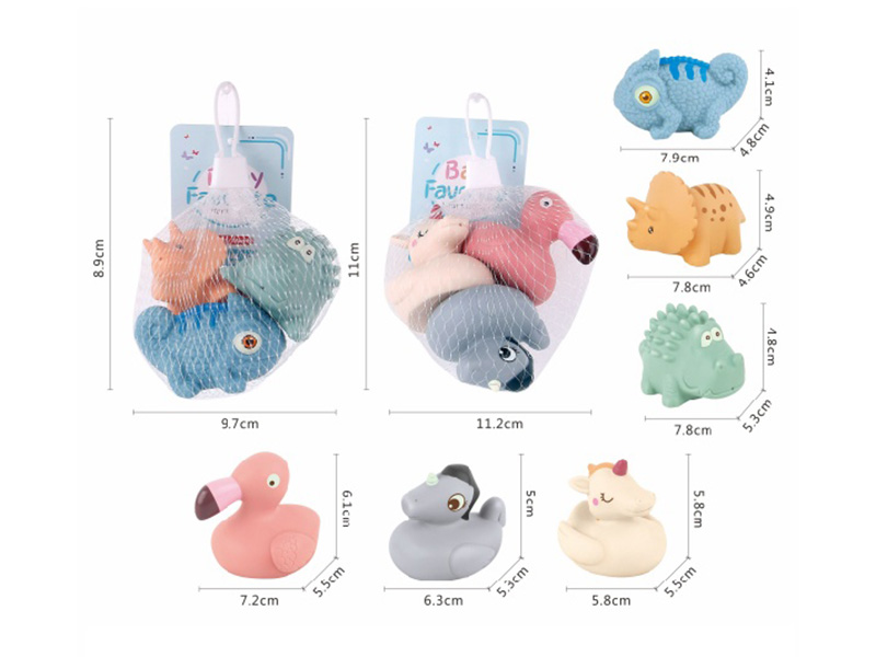 Vinyl Toy Spray Water Animals(Morandi Color)3pcs