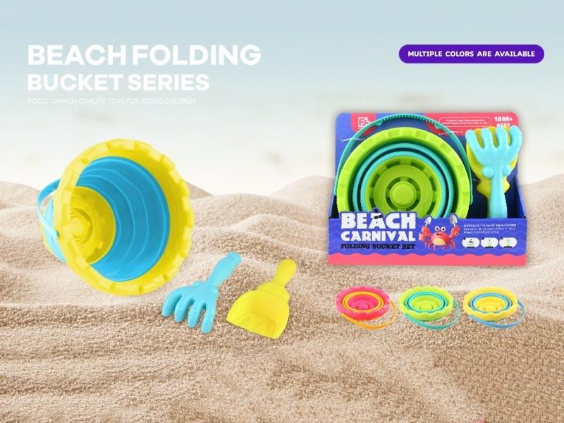 3Pcs Round Castle Folding Bucket 3Col